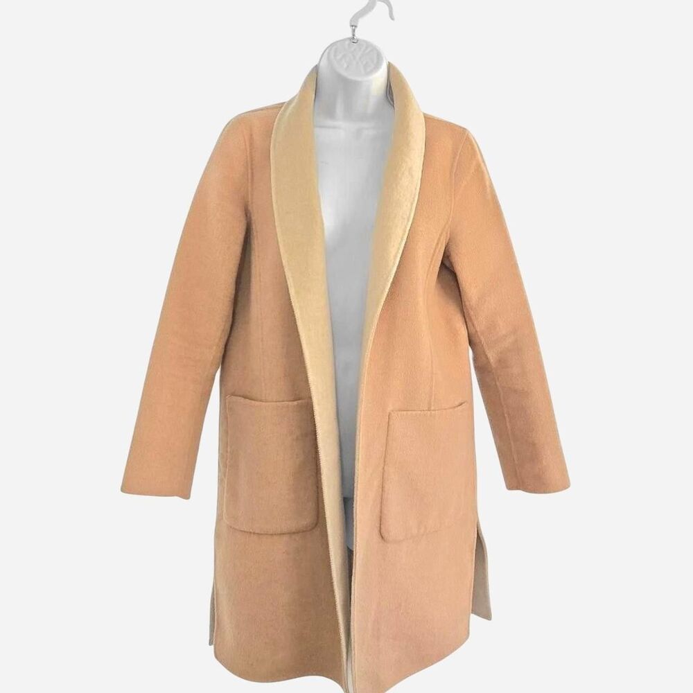 Tan Wool Blend Trenchcoat Women's Size M Long Overcoat